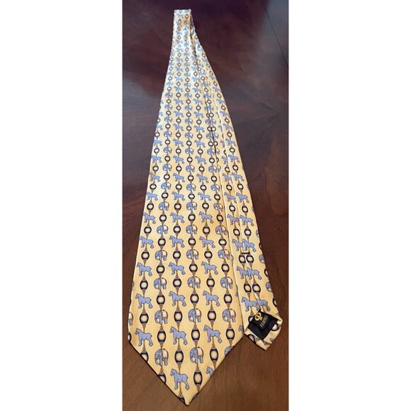 Faberge Gold Blue Hand Made 100% Silk Made In China Elephant Pony Print - Picture 3 of 9